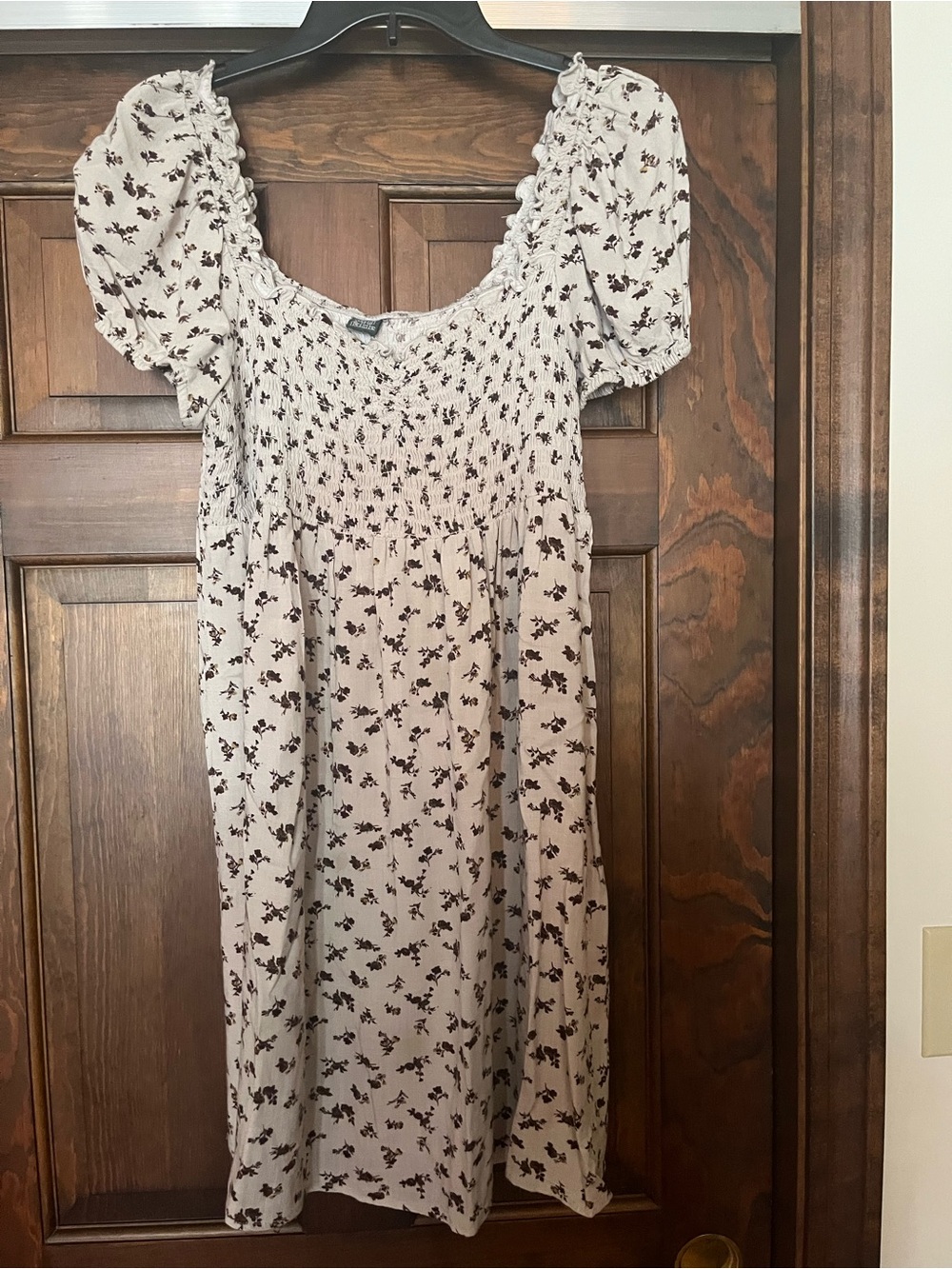 wild fable Cream Dress with Brown Floral Print
